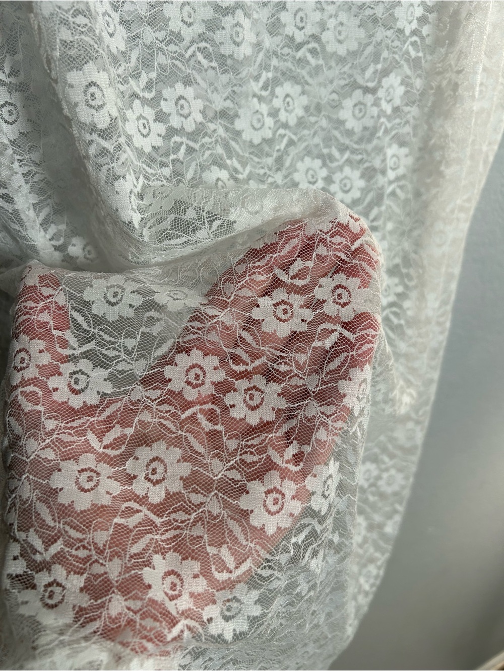 White Lace Maxi Skirt see through slip romantic sheer layering Medium - Picture 5 of 6